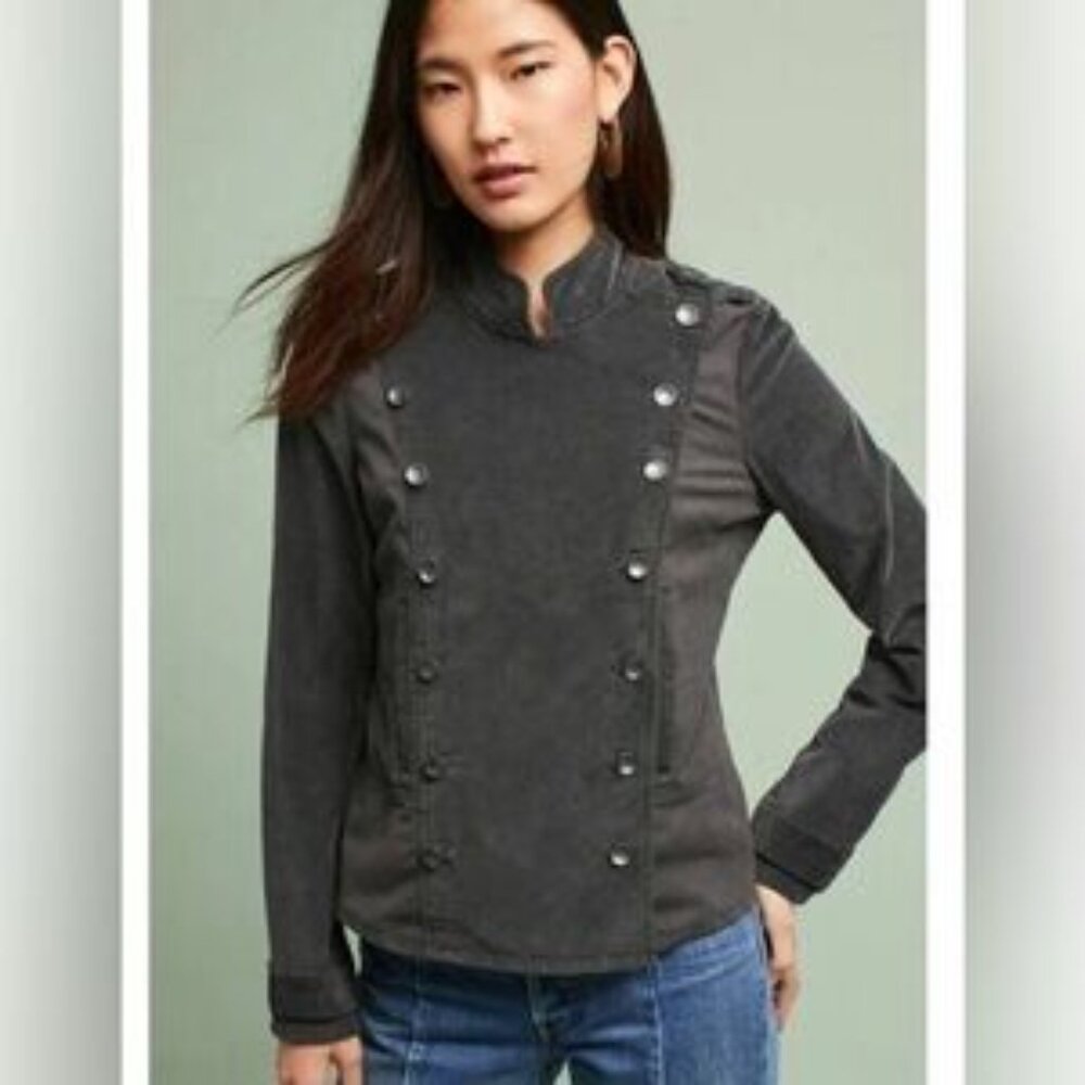 Anthropologie Marrakech Field Military Jacket - Gray M